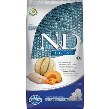 N&D - N&D Ocean Morina Balıklı Balkabaklı Ve Kavunlu Büyük Ve Orta Irk Yavru Köpek Maması 12 Kg