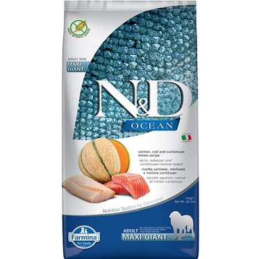 N&D - N&D Ocean Somon Ve Morina Balıklı Kavunlu Giant Maxi Yetişkin Köpek Maması 12 Kg