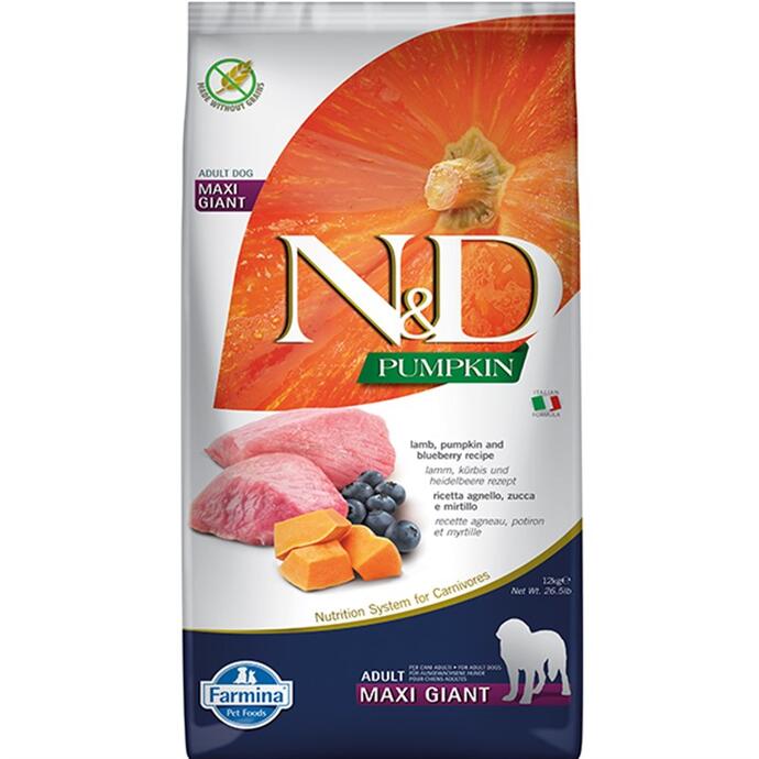 N&D Pumpkin Kuzu Ve Yabanmersinli Giant Maxi Yetişkin Köpek Maması 12 Kg. - 1