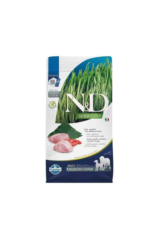 N&D SPİRULİNA - N&D Spirulina Kuzulu Orta ve Büyük Irk Yetişkin Köpek Maması 2kg