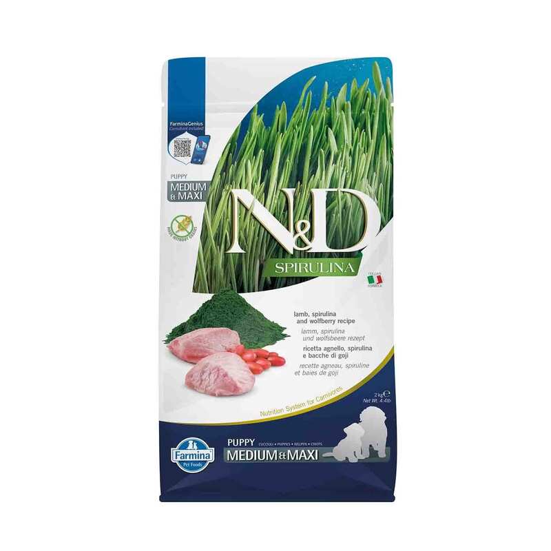 N&D SPİRULİNA - N&D Spirulina Takviyeli Kuzulu Orta ve Büyük Irk Yavru Köpek Maması 2kg