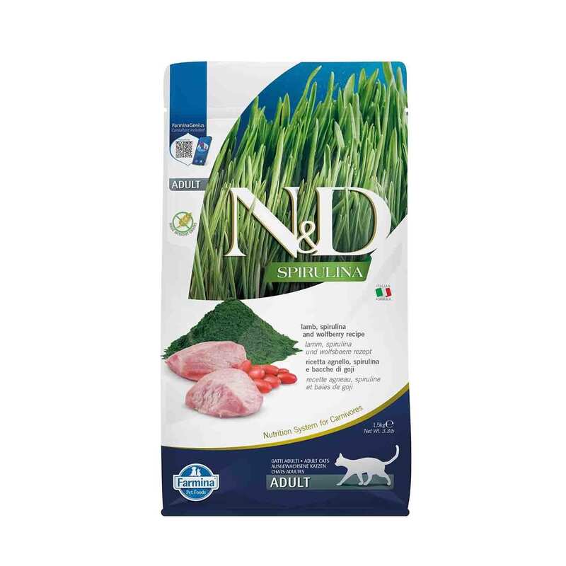 N&D - N&D Spirulina Tavkiyeli Kuzulu Yetişkin Kedi Maması 1,5kg