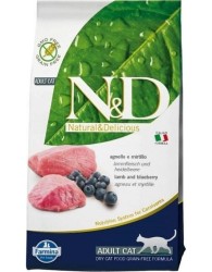 N&D - N&D Prıme Tahılsız Kuzu Etli Yaban Mersinli Yetişkin Kedi Maması 5 Kg.