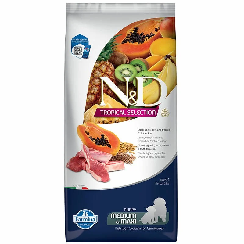 N&D - N&D Tropical Kuzu Etli ve Tropikal Meyveli Orta ve Büyük Irk Yavru Köpek Maması 10kg