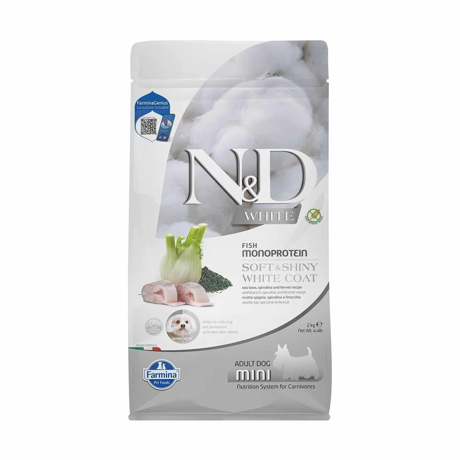 N&D WHİTE - N&D White Mono Protein Balıklı Beyaz Renkli Küçük Irk Yetişkin Köpek Maması 2kg