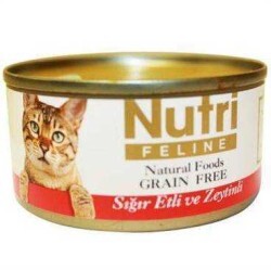 Nutri Feline - Nutri Feline Tahılsız Sığır Etli Zeytinli Kedi Konservesi 80 Gr. (1)