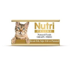 Nutri Feline - Nutri Feline Tavuklu Sığır Etli Ve Patatesli Tahılsız Yetişkin Kedi Konservesi 85 Gr.