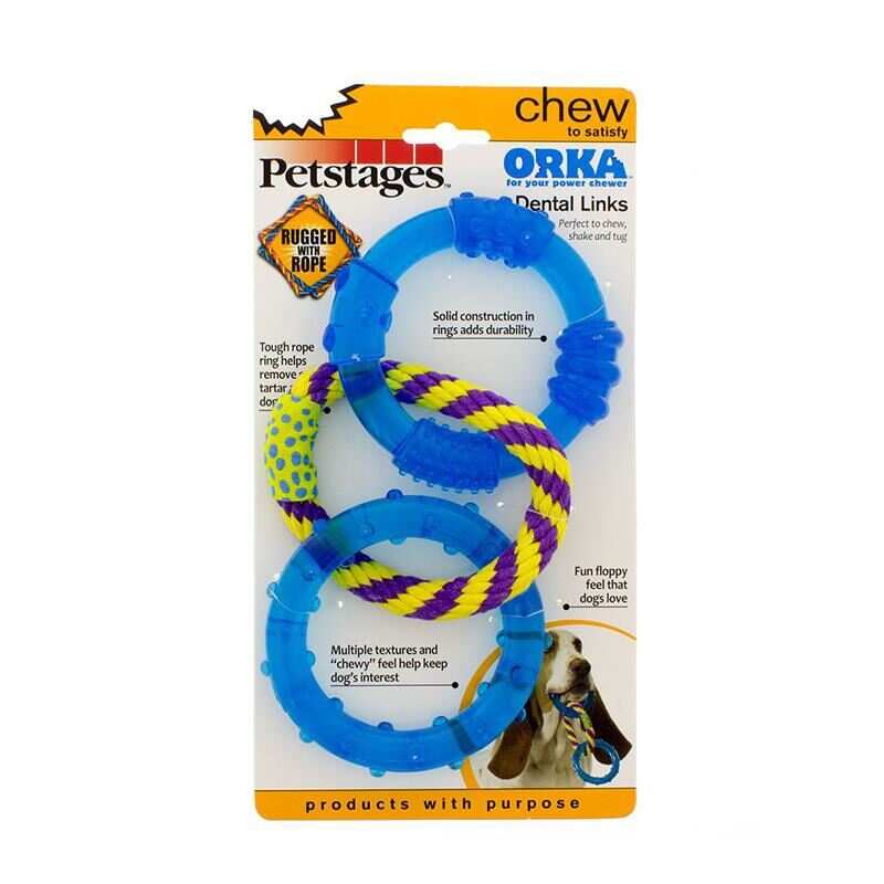 Petstages - Petstages Orka Dental Links Kauçuk Ve İpli Köpek Oyuncağı