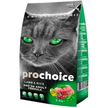 Pro Choice - PROCHOİCE PRO 36 KUZULU VE PİRİNÇLİ DÜŞÜK TAHILLI YETİŞKİN KEDİ MAMASI 2 KG.