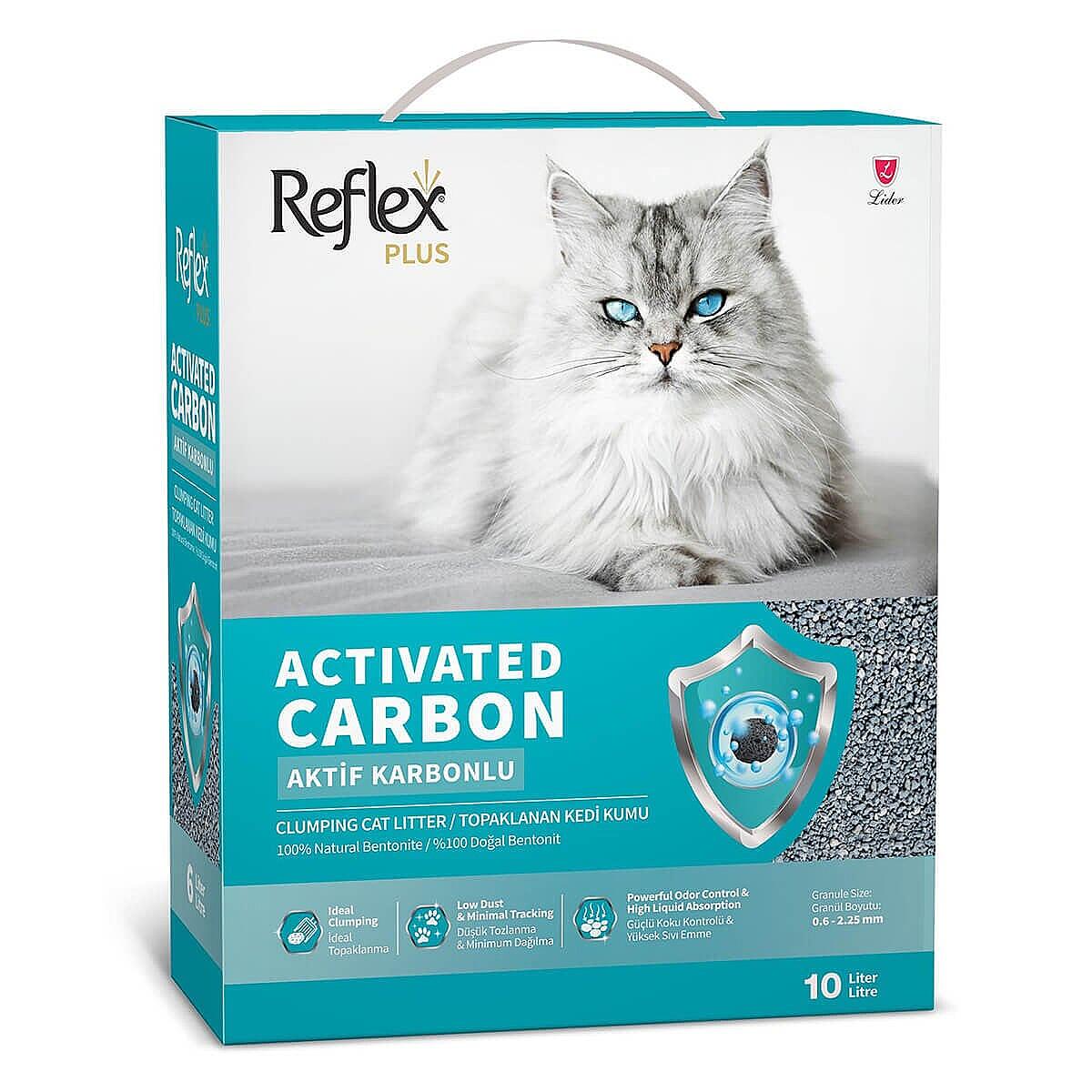 Reflex Aktif Karbonlu Topaklanan Kedi Kumu 10 Lt - 1