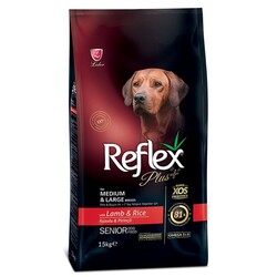 Reflex Plus - Reflex Plus Kuzulu Orta Ve Büyük Irk Yaşlı Köpek Maması 15 Kg.