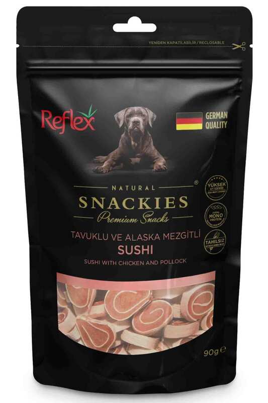 Reflex - Reflex Snackies Tavuklu ve Balıklı Sushi Köpek Ödül Maması 90gr