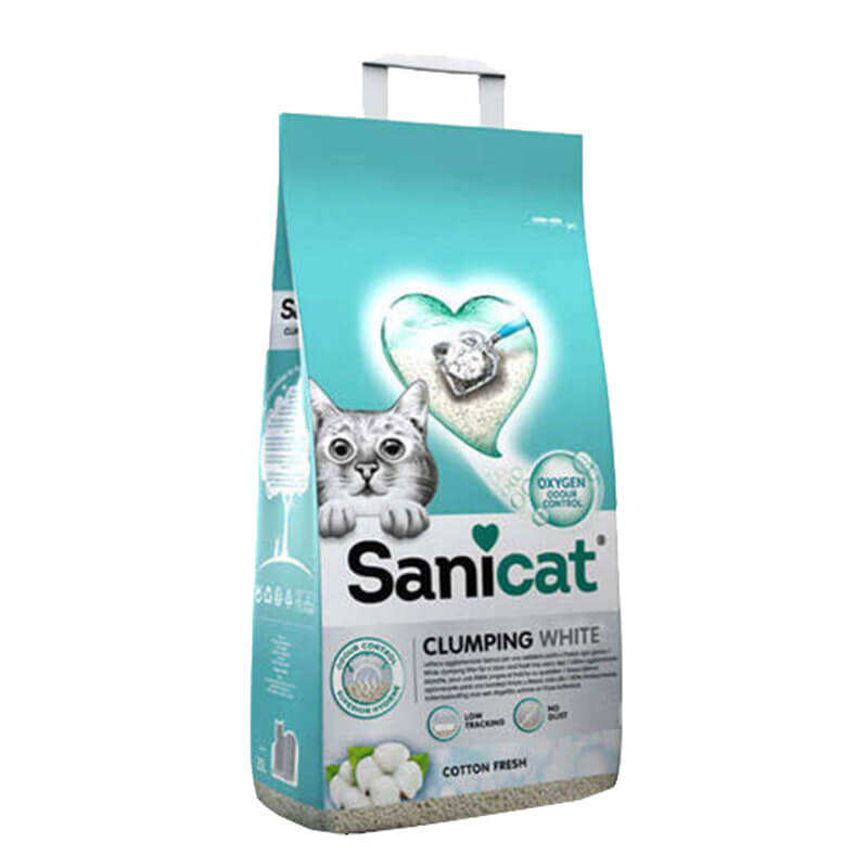 SaniCat - Sanicat Clumping White Cotton Fresh Oksijen Kontrol Kedi Kumu 20 Lt