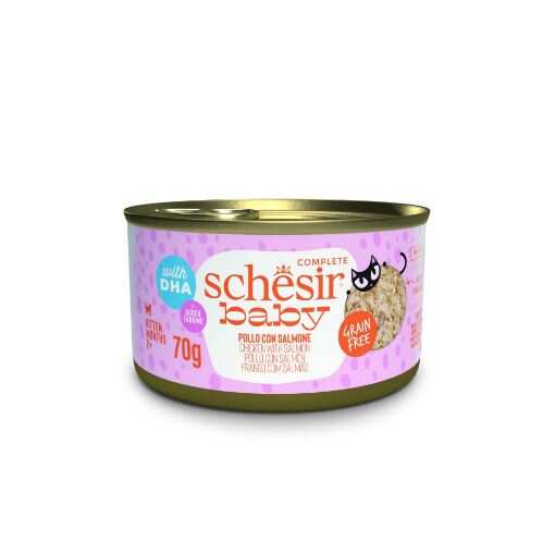 Schesir - SCHESIR BABY CAT CAN TAM GIDA TAVUK&SOMON 70G