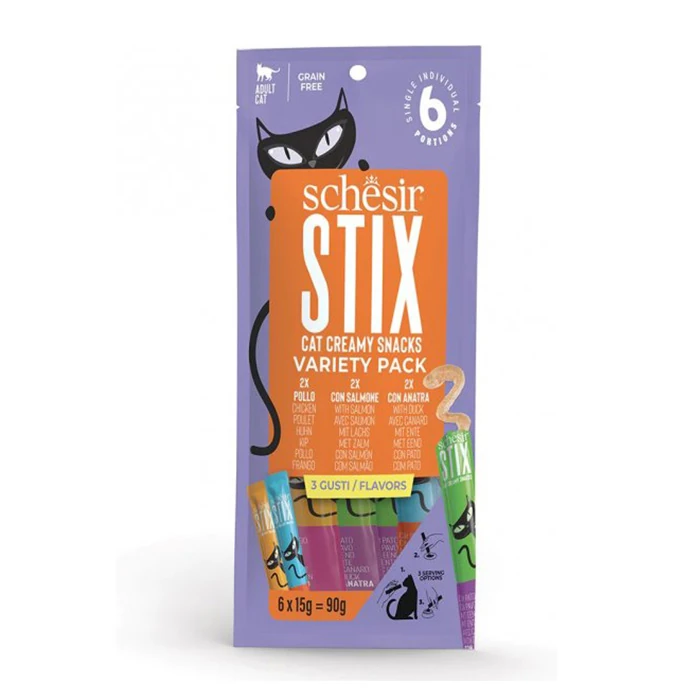 Schesir Cat Stix Karışık Lezzetli Krema Kedi Ödülü 6x15gr - Thumbnail