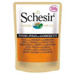 Schesir - Schesir Jelly Ton Balıklı Tavuk Ve Karidesli Pouch Kedi Konservesi 100 Gr.