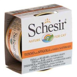 Schesir - Schesir Soslu Ton Balıklı Ve Levrekli Kedi Konservesi 70 Gr.