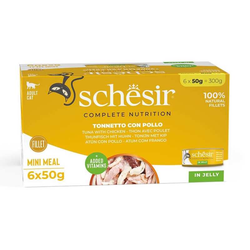 Schesir - Schesir Tam ve Dengeli Ton Balığı ile Tavuklu Jöle İçinde Kedi Konservesi Multipack 6x50g