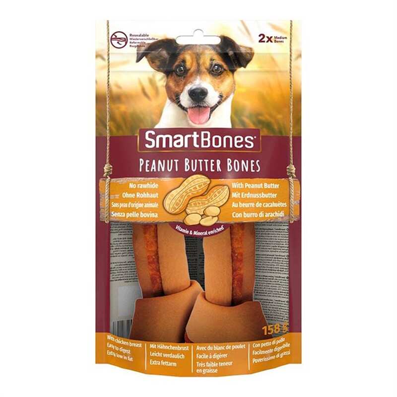 Smartbones - Smartbones Tavuklu Fıstık Ezmeli Medium Düğüm Kemik 2'Li 158 Gr.