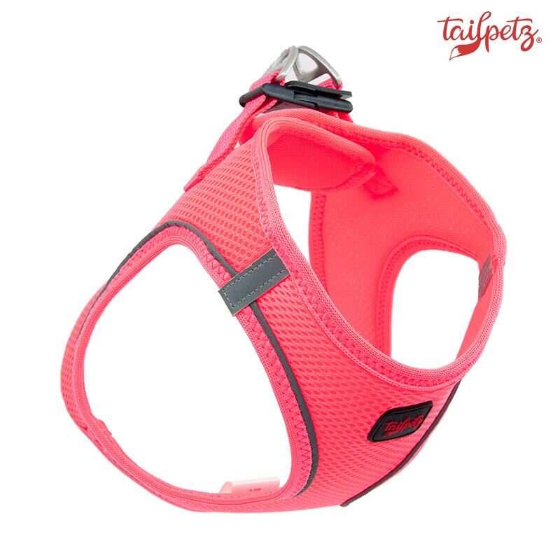 Tailpetz - Tailpetz Air Mesh Köpek Göğüs Tasması Neo Pembe 3X Small