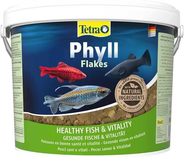 Tetra Süs Balıkları İçin İdeal Phyll Flakes Vegetable 10 Litre Bitkisel Pul Yem