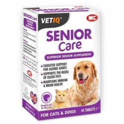 VetIQ - Vetiq Senior Care +6 Yaş Üzeri Kedi Ve Köpek Ek Besin Takviyesi 45 Tab