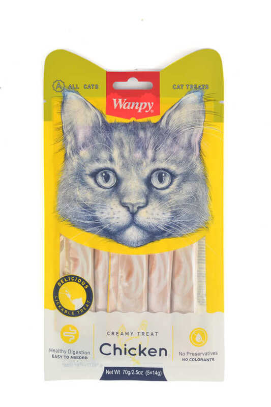 Wanpy - Wanpy Tavuk 5x14 gr Sıvı Ödül RA-049 Likit Kedi Ödülü 5x14 Gr.