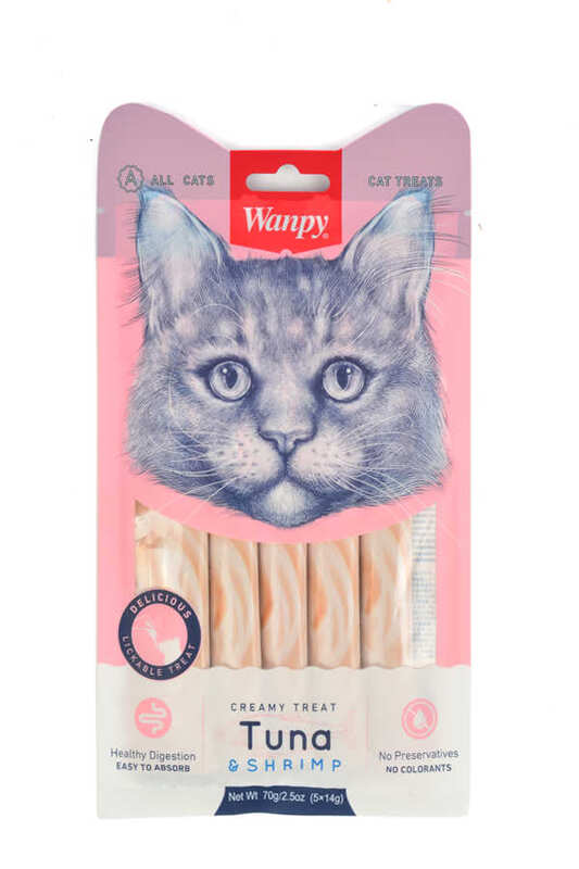 Wanpy - Wanpy Ton Balığı&Karides Sıvı Ödül RA-050 Likit Kedi Ödülü 5x14 Gr.