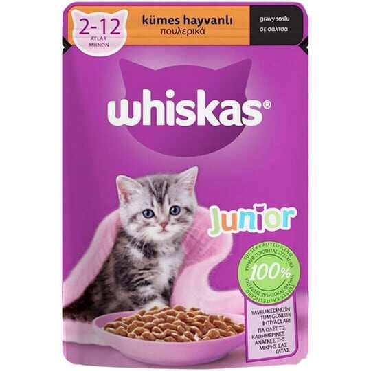 Whiskas - Whiskas Junior Kümes Hayvanlı Yavru Kedi Konserve Maması 85 gr