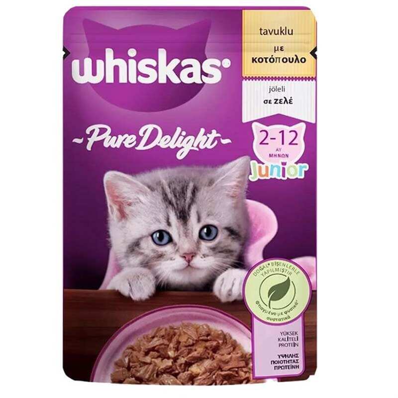 Whiskas - Whiskas Pouch Pure Delight Jöle İçinde Tavuklu Yavru Kedi Konservesi 85gr