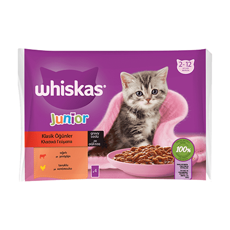 Whiskas - Whiskas Pouch Sos İçinde Sığırlı ve Tavuklu Yavru Kedi Konservesi 85gr (4'lü)