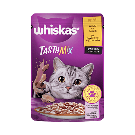 Whiskas - Whiskas Pouch TastyMix Sos İçinde Kuzulu ve Hindili Yetişkin Kedi Konservesi 85gr