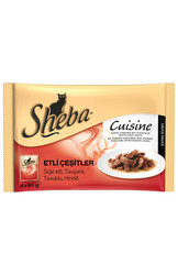 Sheba - Sheba Multipack Etli Kedi Konserve Çeşitleri 4 Al 3 Öde 100 Gr. ( 4 Lü Paket )