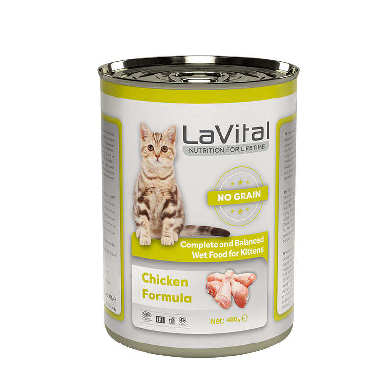 LaVital - Yavru Kediler İçin Tavuk Etli Püre / Yavru Kediler İçin Tam Ve Dengeli Yaş Mama 400 Gr.