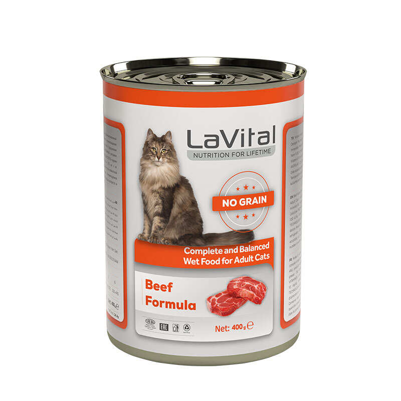 LaVital - Yetişkin Kediler İçin Sığır Etli Püre / Yetişkin Kediler İçin Tam Ve Dengeli Yaş Mama 400 Gr.