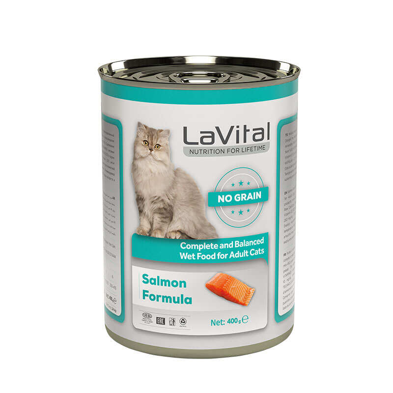 LaVital - Yetişkin Kediler İçin Somon Etli Püre / Yetişkin Kediler İçin Tam Ve Dengeli Yaş Mama 400 Gr.