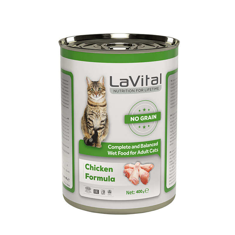 LaVital - Yetişkin Kediler İçin Tavuk Etli Püre / Yetişkin Kediler İçin Tam Ve Dengeli Yaş Mama 400 Gr.