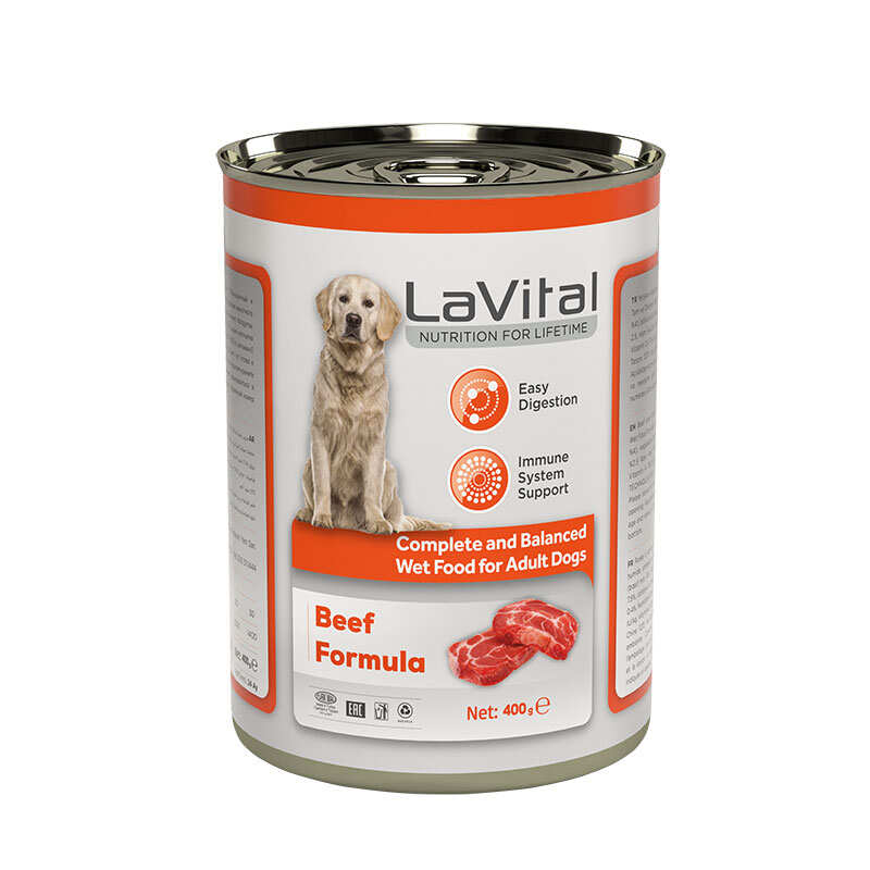 LaVital - Yetişkin Köpekler İçin Sığır Etli & Pirinçli Püre / Yetişkin Köpekler İçin Tam Ve Dengeli Yaş Mama 400 Gr.