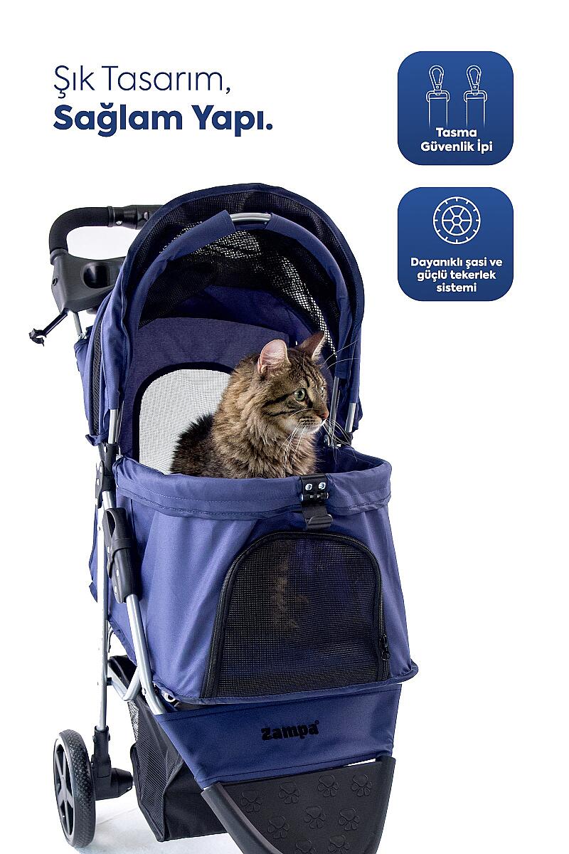 ZAMPA TRİBORO KÖPEK&KEDİ ARABA LACİVERT 45x90x90CM - 7