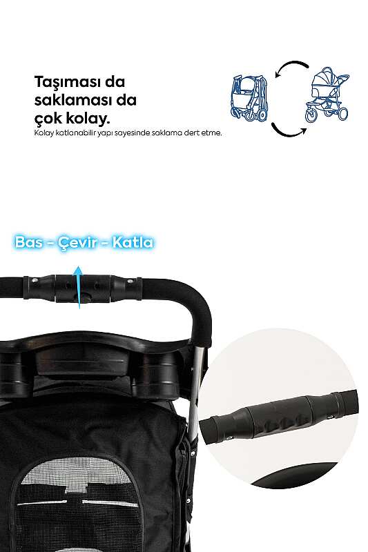 ZAMPA TRİBORO KÖPEK&KEDİ ARABA BLACK 46x85x91,5 cm - 3