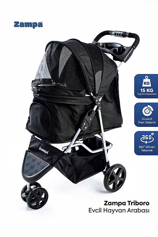 ZAMPA TRİBORO KÖPEK&KEDİ ARABA BLACK 46x85x91,5 cm