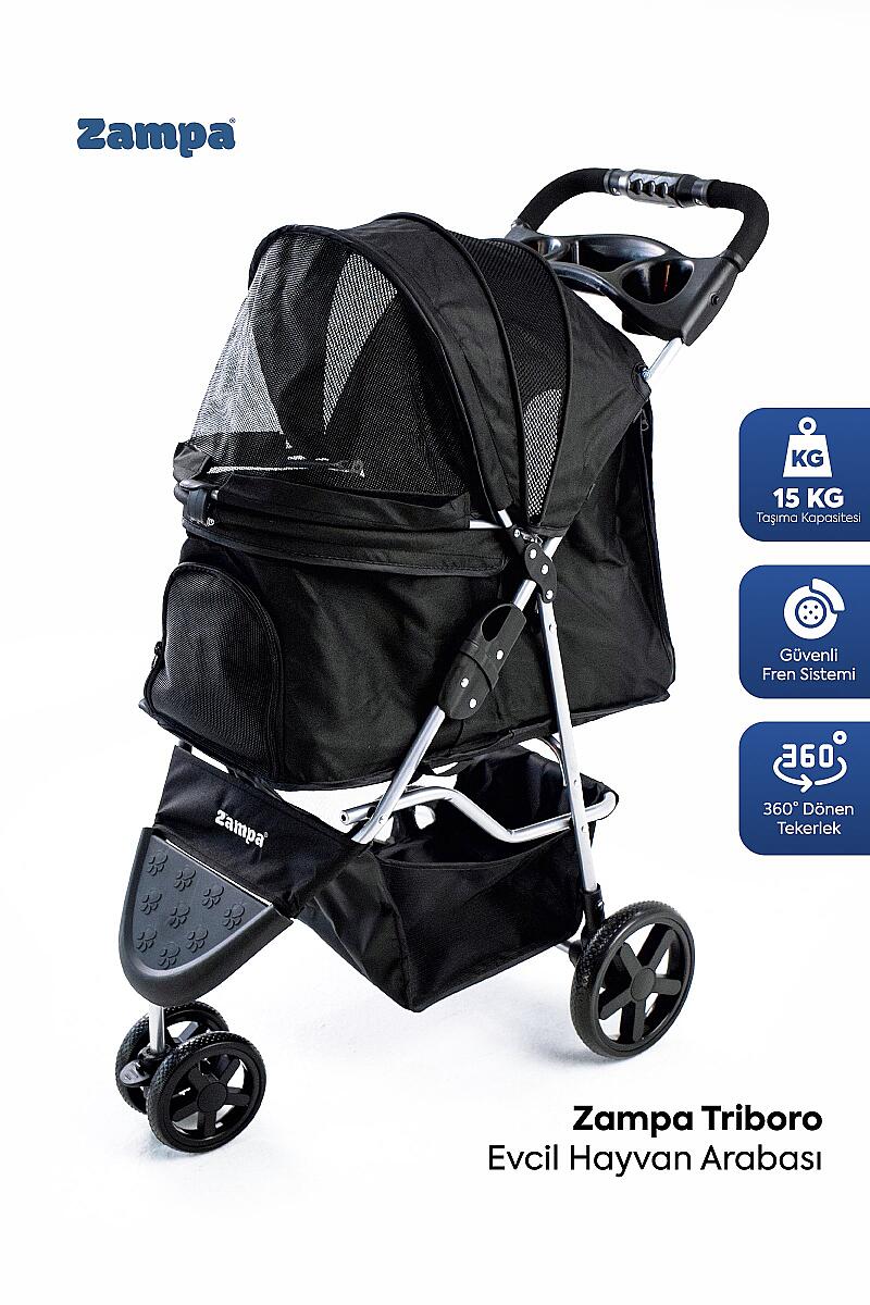 ZAMPA TRİBORO KÖPEK&KEDİ ARABA BLACK 46x85x91,5 cm - 1